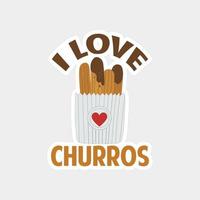 churros sticker afdrukbare artwork ontwerp Aan wit achtergrond vector