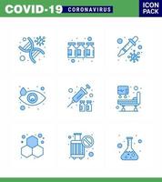 25 coronavirus noodgeval iconset blauw ontwerp zo net zo griep oog vaccin laten vallen virus virale coronavirus 2019november ziekte vector ontwerp elementen