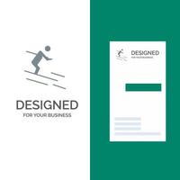werkzaamheid ski skiën sportman grijs logo ontwerp en bedrijf kaart sjabloon vector