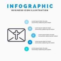 massage mail vakantie Pasen lijn icoon met 5 stappen presentatie infographics achtergrond vector