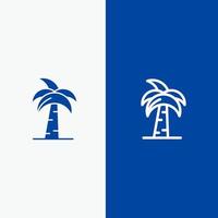 cultuur globaal Indië Indisch palm boom Sri Lanka boom lijn en glyph solide icoon blauw banier lijn en glyph solide icoon blauw banier vector