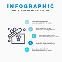 geschenk doos Ierland lijn icoon met 5 stappen presentatie infographics achtergrond vector