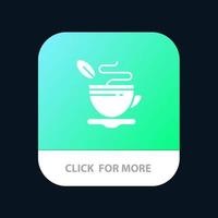 thee kop heet koffie mobiel app knop android en iOS glyph versie vector