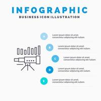 telescoop bedrijf voorspelling voorspelling markt neiging visie lijn icoon met 5 stappen presentatie infographics achtergrond vector