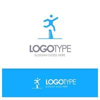 atleet jumping loper rennen steeplechase blauw solide logo met plaats voor slogan vector