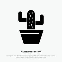 cactus natuur pot voorjaar solide glyph icoon vector