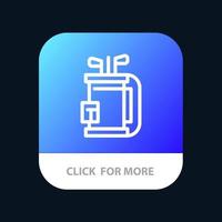 zak club uitrusting golf stok mobiel app knop android en iOS lijn versie vector