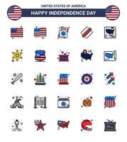 gelukkig onafhankelijkheid dag Verenigde Staten van Amerika pak van 25 creatief vlak gevulde lijnen van ster mannen Amerikaans wereld vlag bewerkbare Verenigde Staten van Amerika dag vector ontwerp elementen