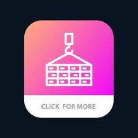 gebouw lading bouw kraan mobiel app knop android en iOS lijn versie vector