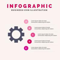 uitrusting instelling wiel solide icoon infographics 5 stappen presentatie achtergrond vector