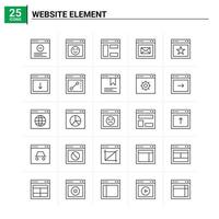 25 website element icoon reeks vector achtergrond