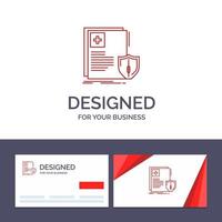 creatief bedrijf kaart en logo sjabloon document bescherming schild medisch Gezondheid vector illustratie