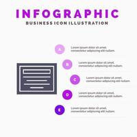 onderwijs het dossier Notitie solide icoon infographics 5 stappen presentatie achtergrond vector