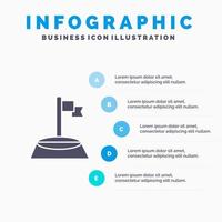 hoek vlag golf sport solide icoon infographics 5 stappen presentatie achtergrond vector