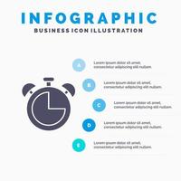 alarm klok onderwijs timer solide icoon infographics 5 stappen presentatie achtergrond vector