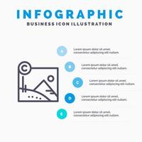 artwork bedrijf auteursrechten auteursrechtelijk beschermd lijn icoon met 5 stappen presentatie infographics achtergrond vector