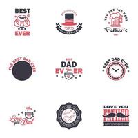 gelukkig vaders dag 9 zwart en roze typografie reeks vector emblemen belettering voor groet kaarten banners t-shirt ontwerp u zijn de het beste vader bewerkbare vector ontwerp elementen