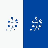 groei blad fabriek voorjaar lijn en glyph solide icoon blauw banier lijn en glyph solide icoon blauw banier vector