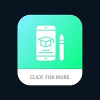 pet onderwijs diploma uitreiking mobiel potlood mobiel app knop android en iOS glyph versie vector