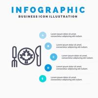 avondeten herfst Canada blad lijn icoon met 5 stappen presentatie infographics achtergrond vector