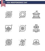 9 creatief Verenigde Staten van Amerika pictogrammen modern onafhankelijkheid tekens en 4e juli symbolen van Amerikaans leger Amerikaans insigne liefde bewerkbare Verenigde Staten van Amerika dag vector ontwerp elementen