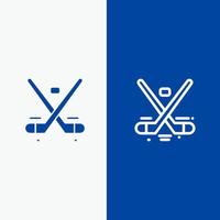 Canada spel hockey ijs Olympische Spelen lijn en glyph solide icoon blauw banier lijn en glyph solide icoon blauw banier vector