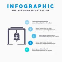 alarm klok Kerstmis klok kerk klok solide icoon infographics 5 stappen presentatie achtergrond vector