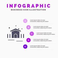 bouw tuin patio onderdak solide icoon infographics 5 stappen presentatie achtergrond vector