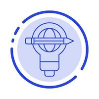 succes pen wereldbol lamp licht blauw stippel lijn lijn icoon vector