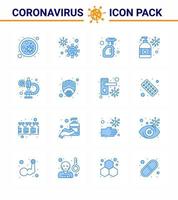 16 blauw virale virus corona icoon pak zo net zo virus bescherming manicure hand- wassen fles virale coronavirus 2019november ziekte vector ontwerp elementen