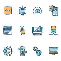 Blue Doodled Icons Over software-ingenieurs vector