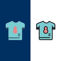 Amerikaans voetbal uitrusting speler overhemd voetbal pictogrammen vlak en lijn gevulde icoon reeks vector blauw achtergrond