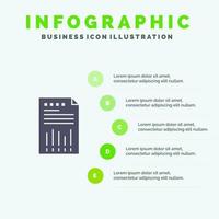 spreadsheet bedrijf gegevens financieel diagram papier verslag doen van solide icoon infographics 5 stappen presentatie achtergrond vector