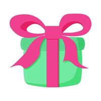 groen geschenk dozen met roze boog. vector illustratie.