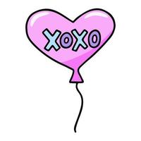 ballon met xoxo tekst tekening vector illustratie. liefde symbool. hart vorm romantisch geschenk.