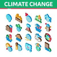 klimaat verandering ecologie isometrische pictogrammen reeks vector