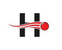 brief h bowling logo. bowling bal symbool met rood in beweging bal vector sjabloon