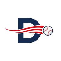 eerste brief d basketbal logo concept met in beweging basketbal icoon vector sjabloon