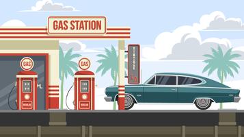 Vintage LA en Rambler Marlin At Gas Station Gratis Vector