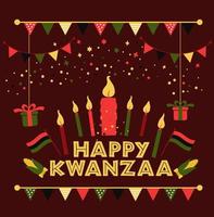 banner voor kwanzaa met traditioneel gekleurd en kaarsen vector