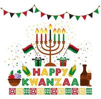 banner voor kwanzaa met traditionele kaarsen vector