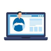 online geneeskunde met arts op laptop vector