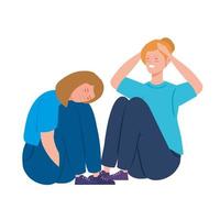 depressieve en gestreste jonge vrouwen vector