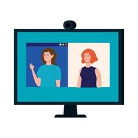 vrouwen in een videoconferentie op de computer vector