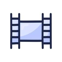 film videofilm eenvoudige omtrek kleur pictogram geïsoleerd op wit. hand tekenen cartoon vectorillustratie vector