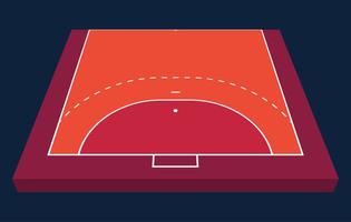 perspectief half veld voor handbal. oranje omtrek van lijnen handbal veld vectorillustratie. vector