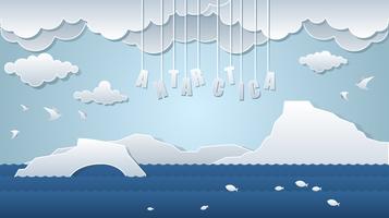 Antarctica Paper Art Landscape Gratis Vector