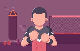 Ultimate Fighting Fighter In trainingsfaciliteit vector