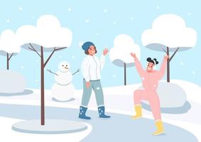 winter activiteit egale kleur vectorillustratie vector