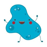 plons blauw virus kawaii cartoon vector ontwerp